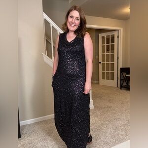 Elegant Black Foil Dot Dress